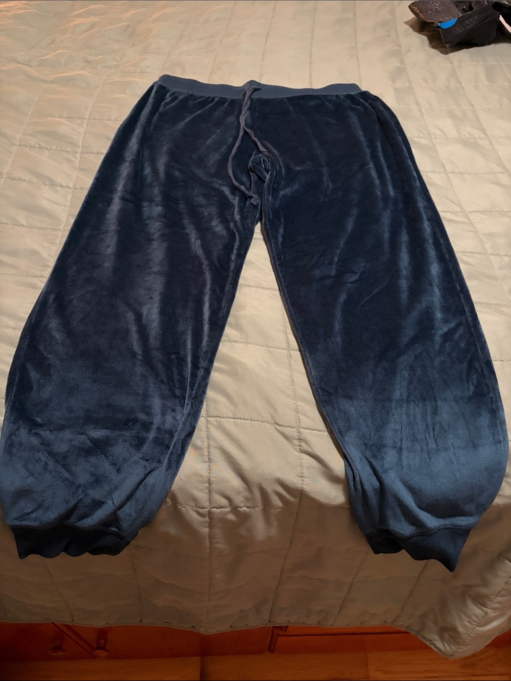 Women’s Navy Blue Plush Velour Jogger Pants